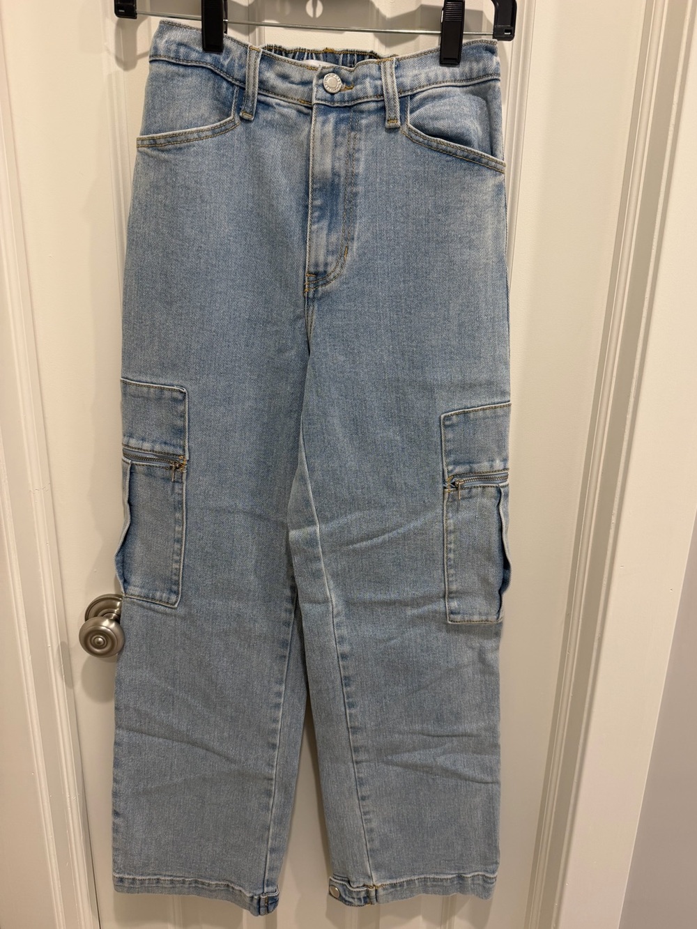Weworewhat Light Wash Denim Cargo Jeans